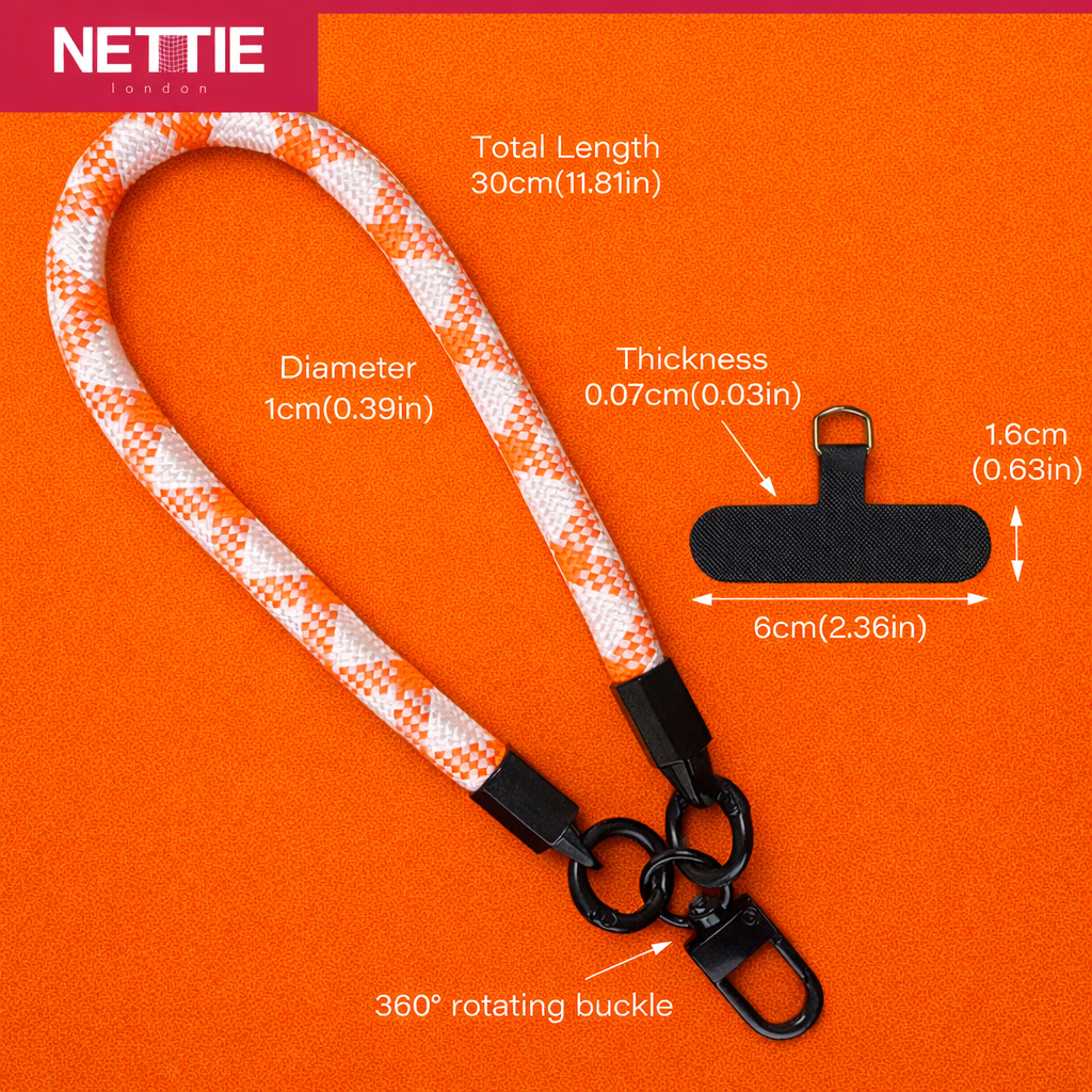 Game Ready Short Phone Strap | Heavy-Duty Wrist Lanyard with 360° Rotating Buckle